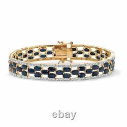 Bracelet en plaqué or jaune avec saphir ovale de 12 carats et zircon cubique brillant