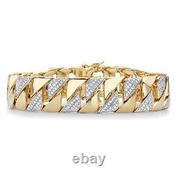 Bracelet intercalé en diamant véritable plaqué or pour homme de PalmBeach Jewelry, taille 8,5
