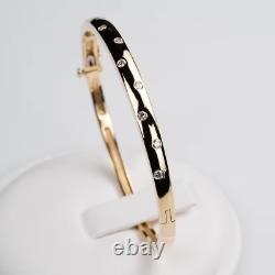 Bracelet jonc pour femme avec diamant rond taillé en laboratoire de 4 carats, plaqué or jaune 14 carats
