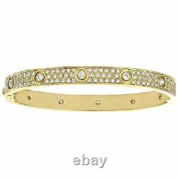 Bracelet jonc pour femmes en diamant simulé taille ronde de 6,91 carats plaqué or jaune 14K