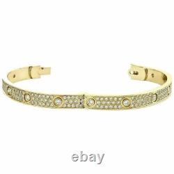 Bracelet jonc pour femmes en diamant simulé taille ronde de 6,91 carats plaqué or jaune 14K
