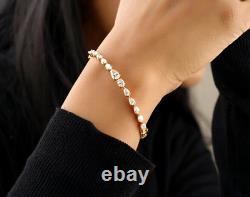 Bracelet jonc pour femmes en moissanite naturelle en forme de poire plaqué or jaune 14 carats de 5,7 carats