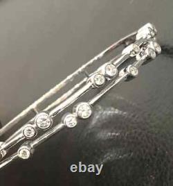 Bracelet jonc pour femmes en plaqué or blanc 14K avec diamant simulé de 3 ct pour anniversaire