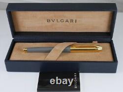 Bvlgari Laque Grise Et Stylo À Roulettes Plaqué Or (utilisé) Livraison Gratuite