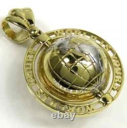 Carte du monde en argent sterling 925, pendentif de charme personnalisé plaqué or jaune 14 carats