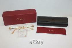 Cartier Trinity 18k Plaqué Or 2 Tons Noeud D'amour Rimless Lunettes 52-18-135