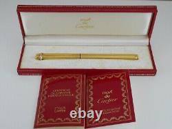 Cartier Vendome Or Ovale Pinstripe Stylo À Bille Avec Boîte Livraison Gratuite