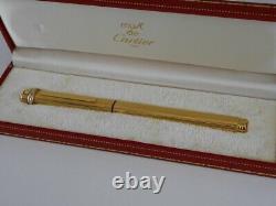 Cartier Vendome Or Ovale Pinstripe Stylo À Bille Avec Boîte Livraison Gratuite