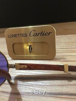 Cartier Vintage Palissandre Giverny Bubinga Bois Plaqué Or Lunettes De Soleil
