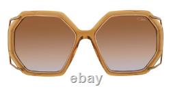 Cazal MOD 8505 Lunettes de soleil hexagonales marron jaune clair plaquées or 57-16