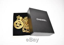 Chain & CC Chanel En Métal Plaqué Or Logo Médaillon Collier (mq)
