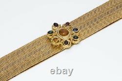 Chanel 1996 Maison Gripoix Camellia Glass Byzantine Style Gold Plated Metal Belt