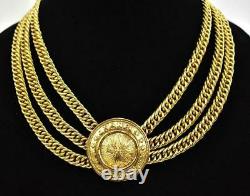 Chanel Gold-plated Metal Chain & Logo Medallion Collier (mt)
