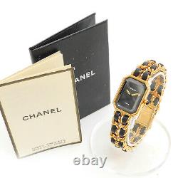Chanel Première XL Plaqué Or Cuir Noir H0001 Ladies Watch #79 Rise-on