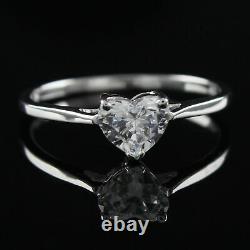 Coeur Promise Anneau De Mariage Simulé Diamant 14k Or Plaqué Argent Réel