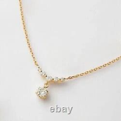 Collier Fantaisie Éblouissant pour Femme avec Diamant Simulé Rond Plaqué Or Jaune 14 carats