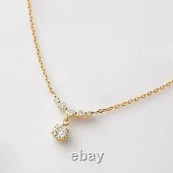 Collier Fantaisie Éblouissant pour Femme avec Diamant Simulé Rond Plaqué Or Jaune 14 carats