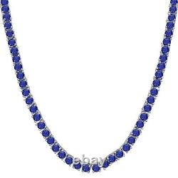 Collier de tennis de 45,72 ct en saphir bleu créé en laboratoire plaqué or blanc 14K de 5 mm, 18'