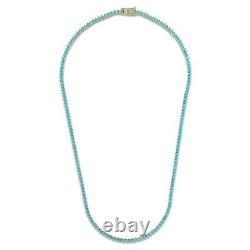 Collier de tennis en turquoise simulée de coupe ronde de 7,00 Ct, plaqué or jaune 14k 16'.