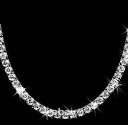 Collier de tennis pour femmes avec diamants de laboratoire taillés en rond de 30 carats, plaqué or blanc 14 carats