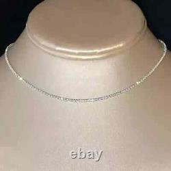 Collier de tennis pour femmes en diamant rond créé en laboratoire de 2,5 mm plaqué or blanc 14 carats de 16 pouces