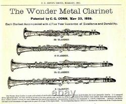 Conn Metal Eb Albert HP Clarinet Avec Des Clés Plaquées Or. C. 1895