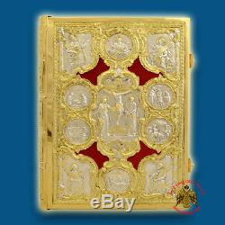 Couvercle De L'évangile En Métal Sculpté Orthodoxe Plaqué Or Evangelium Evangelion