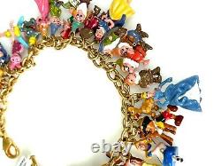 Disney 37 Bracelet De Charme De Caractère En 24ct Plaque D'or