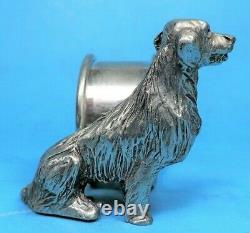 Golden Retriever Chien Figural Argent Plaque Anneau De Serviette