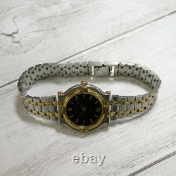 Gucci 9000l Noir Dial Quartz Stainless Steel/gold Plaqué Analog Ladies Watch