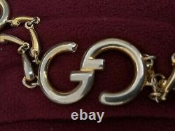 Gucci Années 1970 Vintage Gold Plated Logo Chain Belt Very Rare 31.25 Pouces