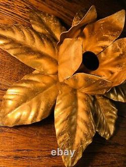 Hans Kogl Genuine Gold Plaqué Flush Metal Flower Light Vintage