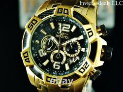 Invicta 50mm Hommes Pro Diver Scuba Chrono Fibre De Carbone Noir 18k Gold Plated Watch