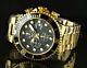 Invicta Homme 50mm Grand Diver Chronograph Black Dial 18k Gold Plated Ss Watch