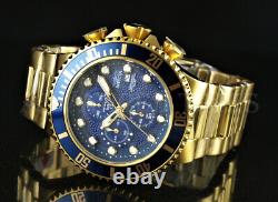 Invicta Homme 50mm Grand Diver Chronograph Blue Dial 18k Gold Plated Ss Watch