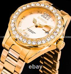 Invicta Women Pro Diver Crystal Accented Rose Gold Plaqué Ss Bracelet Watch