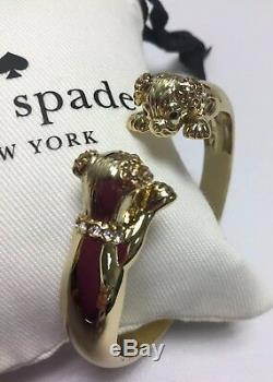 Kate Spade New York, 12 K Plaqué Or Chiot Manchette Withks Hinged Sac À Poussière Nouveau