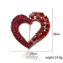 Lab Created Red Ruby 2.50ct Rond Amour Coeur Broch 14k Rose Plaqué Or Argent