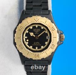Ladies Tag Heuer 3000 2 Tons 18k Gold Plate & Black Pvd Montre Black Dial