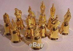 Limited Edition Reed & Barton 22k Plaqué Or (12) Days Of Christmas Bells Set