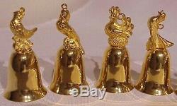 Limited Edition Reed & Barton 22k Plaqué Or (12) Days Of Christmas Bells Set