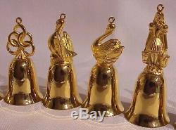 Limited Edition Reed & Barton 22k Plaqué Or (12) Days Of Christmas Bells Set