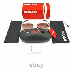 Lunettes de soleil de luxe pour pilote avec monture en métal marron plaqué or DUCATI DA7023 400