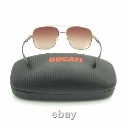 Lunettes de soleil de luxe pour pilote avec monture en métal marron plaqué or DUCATI DA7023 400