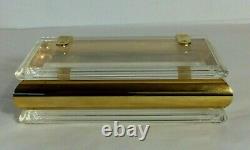 MID Century Perspex Lucite & Gold Plated Metal Hollywood Regency Brinket / Boîte