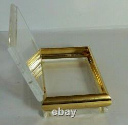 MID Century Perspex Lucite & Gold Plated Metal Hollywood Regency Brinket / Boîte