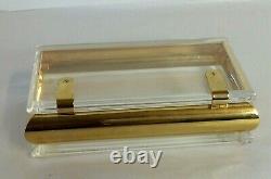 MID Century Perspex Lucite & Gold Plated Metal Hollywood Regency Brinket / Boîte