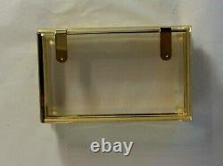 MID Century Perspex Lucite & Gold Plated Metal Hollywood Regency Brinket / Boîte