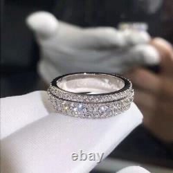 Magnifique bague de mariage en bandeau nuptial 2Ct de coupe ronde en Moissanite plaqué or blanc 14 carats