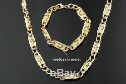 Medusa Or 18k Luxe Vintage Fils Verticaux Chaînes 3d Bricolage Bracelet Lettres